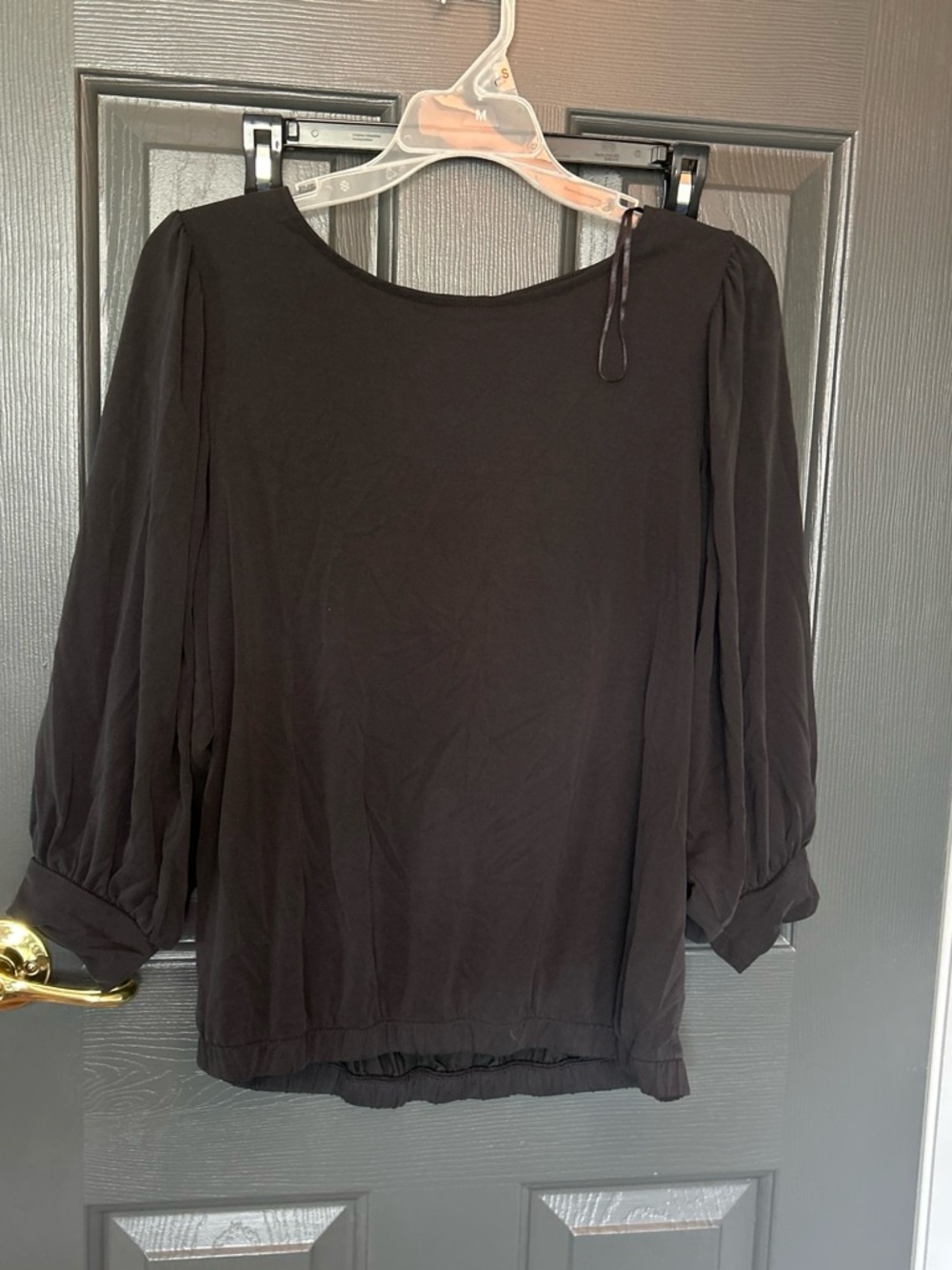 Simply Vera Vera Wang Black Long-Sleeve Scoop Neck Blouse